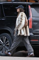 KENDALL JENNER Out in a Fur Jacket for a Dinner at Little Nell