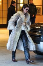 KENDALL JENNER Out in a Fur Jacket for a Dinner at Little Nell