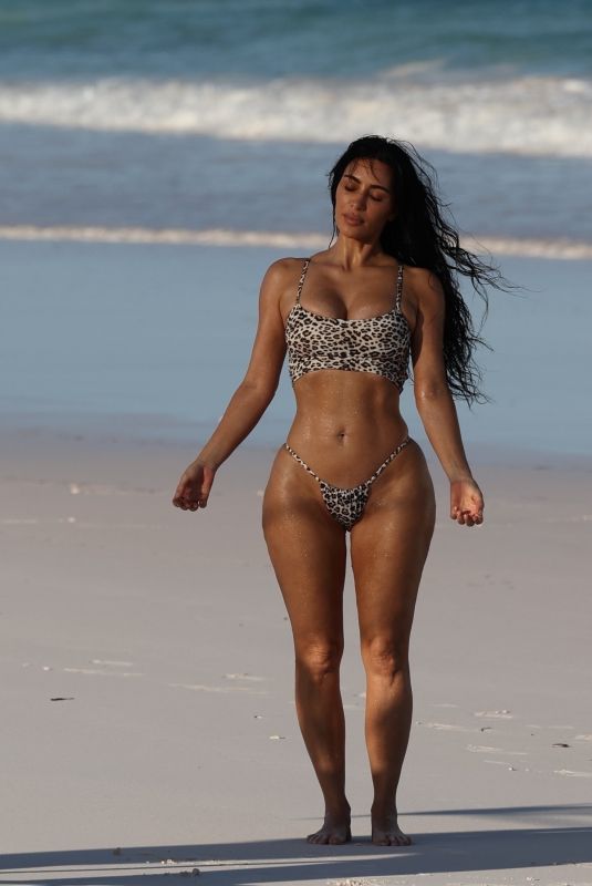 KIM KARDASHIAN in Bikini at a Photoshoot on the Beach in Los Angeles 02/18/2025