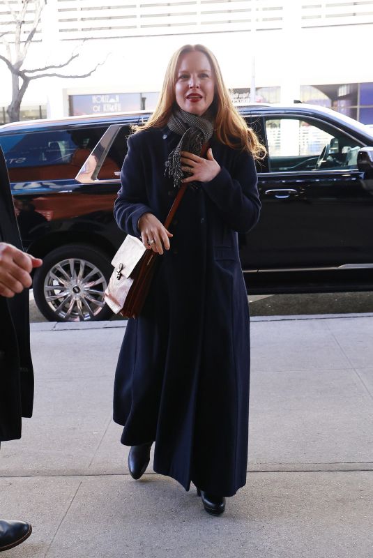 LAUREN AMBROSE Arrives at Promo Stop for Yellowjackets in New York City 02/05/2025