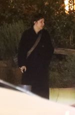 MAGGIE GYLLENHAAL Smoking a Cigarette After Having Dinner with Friends at Madeo Restaurant in West Hollywood 02/01/2025