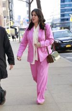 MELANIE LYNSKEY in a Pink Pantsuit Out Promotes Her Work in New York 02/05/2025