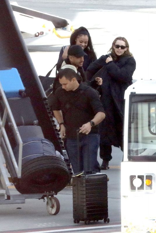 MILEY CYRUS Seen on Tarmac at LAX Airport 02/10/2025