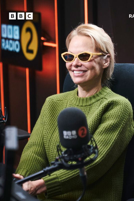 PAMELA ANDERSON at BBC Radio 2 Studio in London 02/15/2025
