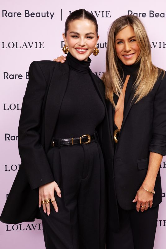 SELENA GOMEZ and JENNIFER ANISTON at Rare Beauty Galentine’s Day Celebration in West Hollywood 02/06/2025