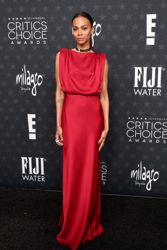 ZOE SALDANA at 30th Annual Critics Choice Awards in Santa Monica 02/07/2025