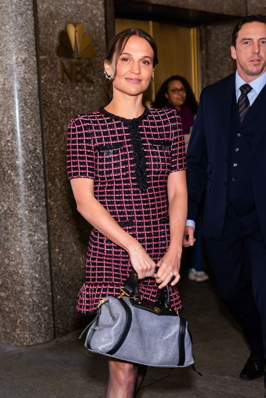 ALICIA VIKANDER Arrives at NBC Studios in New York City 03/18/2025