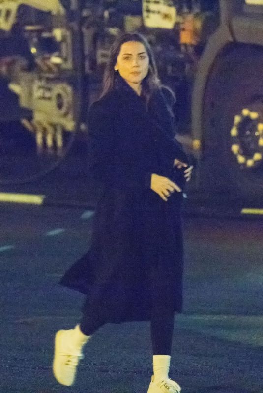 ANA DE ARMAS at London Heliport Battersea in London 03/13/2025