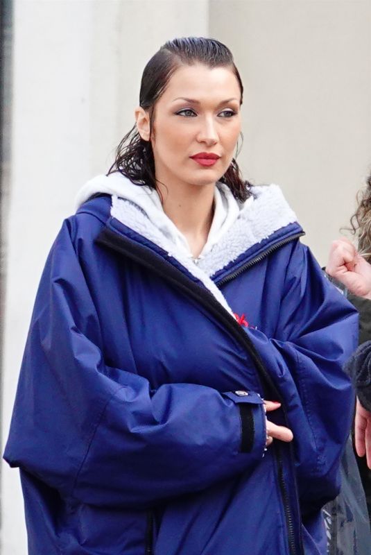 BELLA HADID on the Set of Upcoming FX Series The Beauty in Venice 03/21/2025