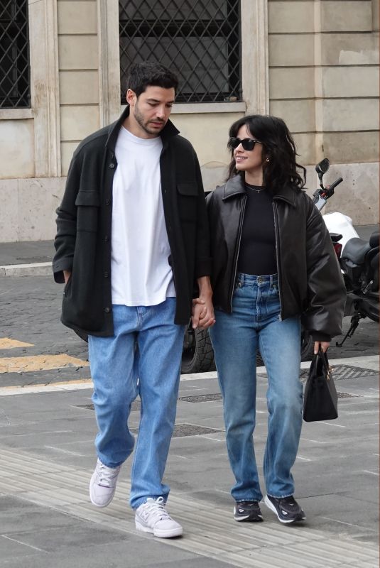 CAMILA CABELLO and Henry Chalhoub Out on a Lunch Date at Bolognese Restaurant in Rome 03/14/2025