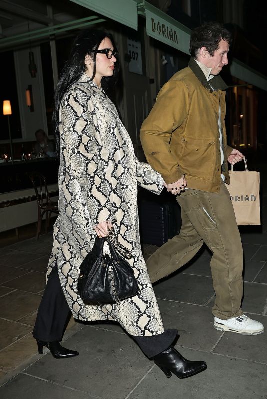 DUA LIPA and Callum Turner Night Out at Dorian Restaurant in London 03/11/2025
