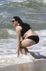 ELIZABETH REGAL in a Black Bikini at Hermosa Beach 03/21/2025