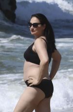 ELIZABETH REGAL in a Black Bikini at Hermosa Beach 03/21/2025