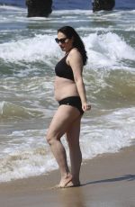 ELIZABETH REGAL in a Black Bikini at Hermosa Beach 03/21/2025