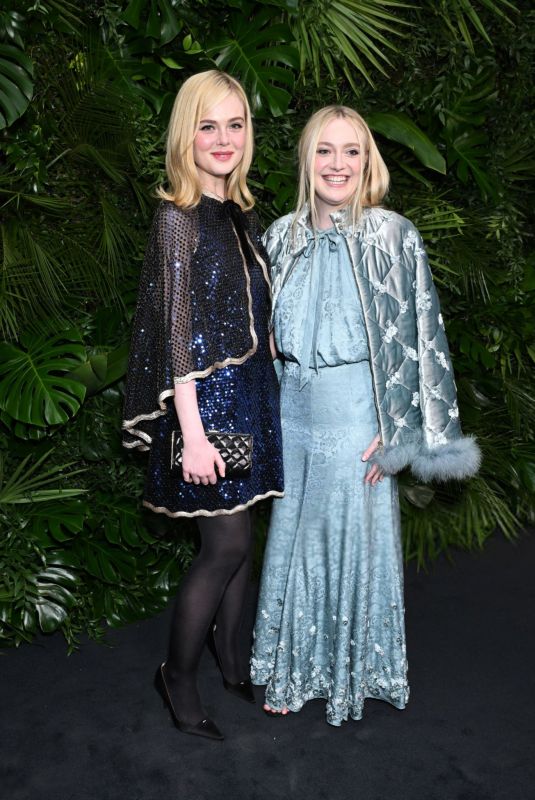 ELLE and DAKOTA FANNING at Chanel and Charles Finch Pre-Oscar Awards Dinner in Beverly Hills 03/01/2025