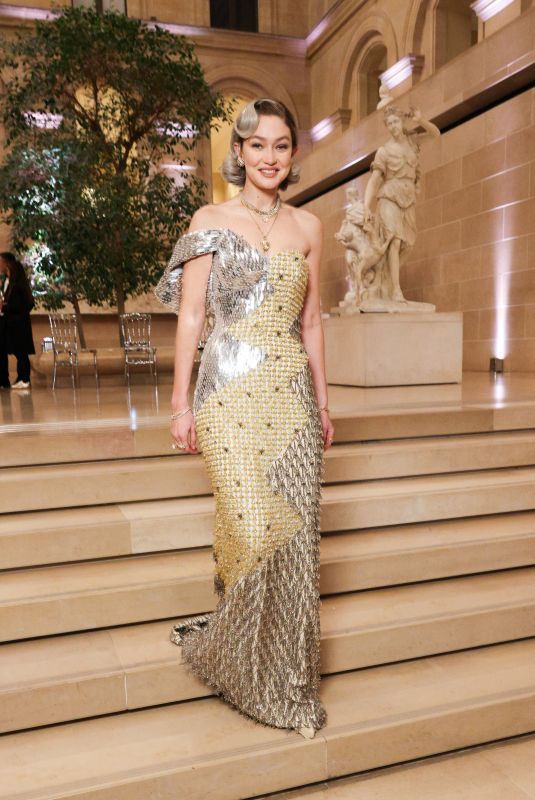 GIGI HADID Arrives at Le Grand Diner du Louvre in Paris 03/04/2025