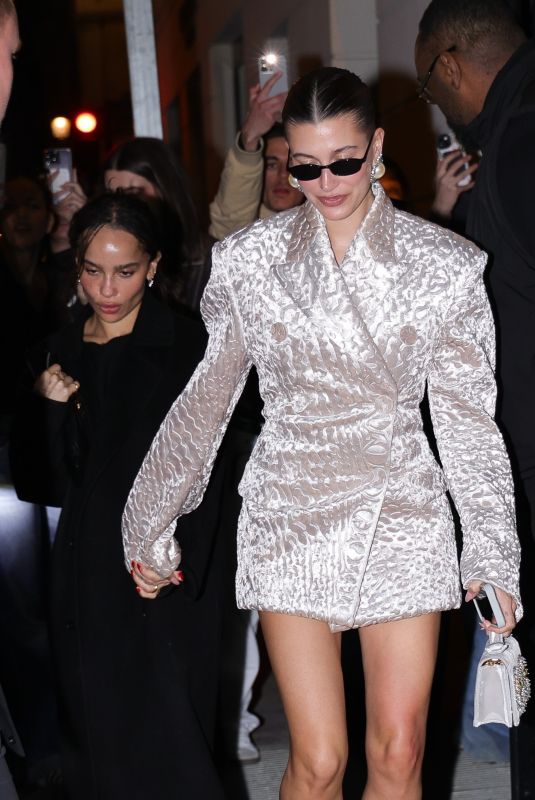 HAILEY BIEBER and ZOE KRAVITZ Leaves YSL Show at Paris Fashion Week in Paris 03/10/2025