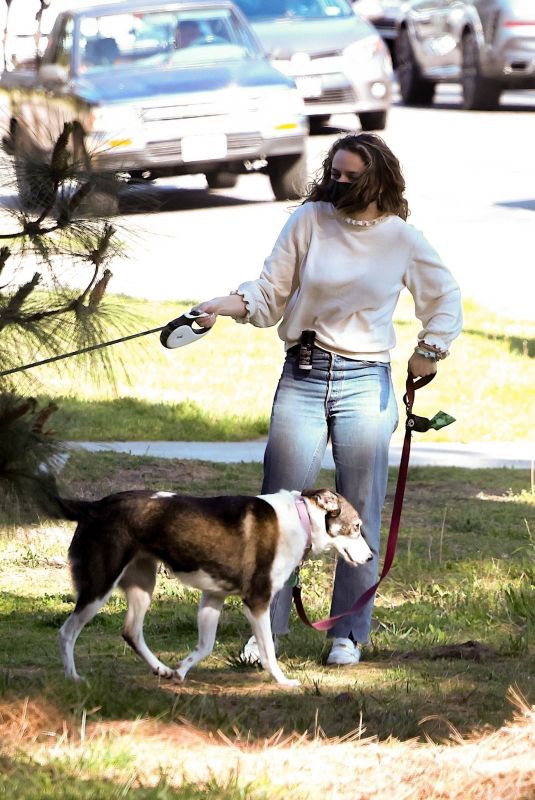 JOEY KING Walks Her Dogs Out in Los Angeles 03/21/2025