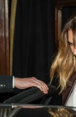 LILY JAMES Leaves a Restaurant in Paris 03/04/2025