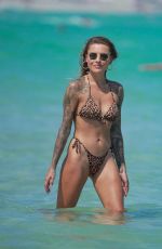 SOPHIA THOMALLA in a Leopard Print Bikini at a Beach in Miami 03/19/2025