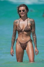 SOPHIA THOMALLA in a Leopard Print Bikini at a Beach in Miami 03/19/2025