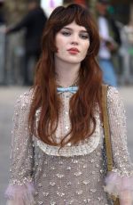 SOPHIE THETCHER Arrives at Valentino Womenswear Fall/Winter 2025-2026 Show in Paris 03/09/2025