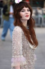 SOPHIE THETCHER Arrives at Valentino Womenswear Fall/Winter 2025-2026 Show in Paris 03/09/2025