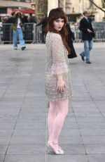 SOPHIE THETCHER Arrives at Valentino Womenswear Fall/Winter 2025-2026 Show in Paris 03/09/2025