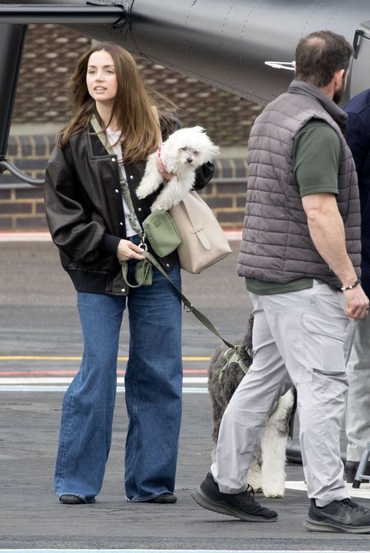 ANA DE ARMAS and Tom Cruise Arrives in London on His Helicopter 04/15/2025