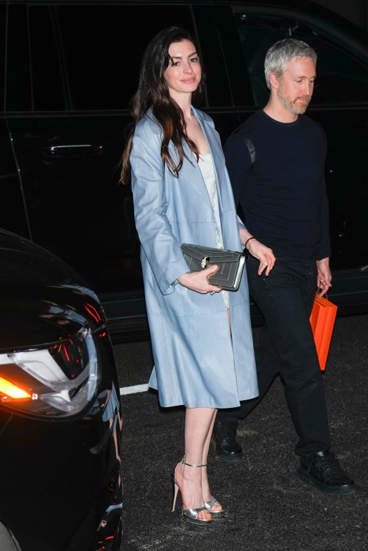 ANNE HATHAWAY Arrives at Gigi’s 30th Birthday Party in New York City 04/25/2025