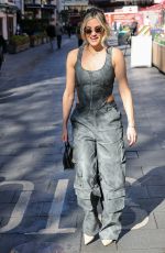 ASHLEY ROBERTS in a Grey Corset Top and Matching Trousers at Heart Radio 04/07/2025