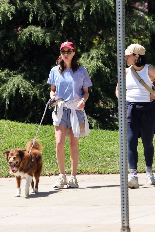 AUBREY PLAZA Out with Her Dog and a Gal Pal in Los Feliz 04/15/2025
