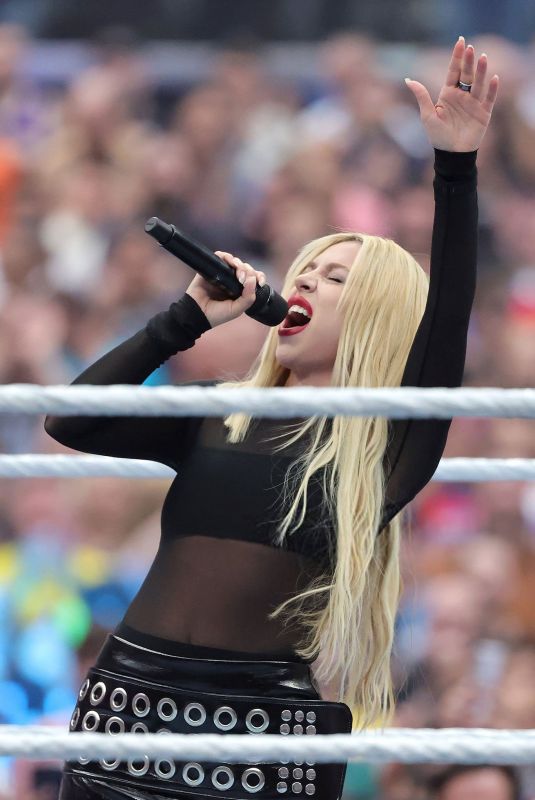 AVA MAX Performs Star Spangled Banner at WrestleMania in Las Vegas 04/20/2025