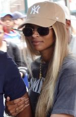 CIIARA and Russell Wilson Arrives at Madison Square Garden in New York City 04/19/2025