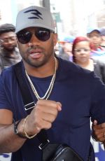 CIIARA and Russell Wilson Arrives at Madison Square Garden in New York City 04/19/2025
