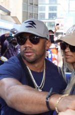 CIIARA and Russell Wilson Arrives at Madison Square Garden in New York City 04/19/2025
