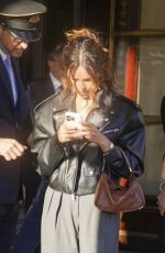 EIZA GONZALEZ in a Black Leather Biker Jacket Out and About in Paris 04/29/2025