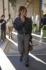EIZA GONZALEZ in a Black Leather Biker Jacket Out and About in Paris 04/29/2025