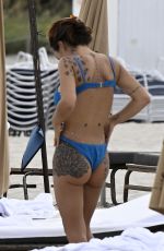 ELETTRA LAMBORGHINI in a Blue Bikini at a Beach in Miami Beach 10/10/2024