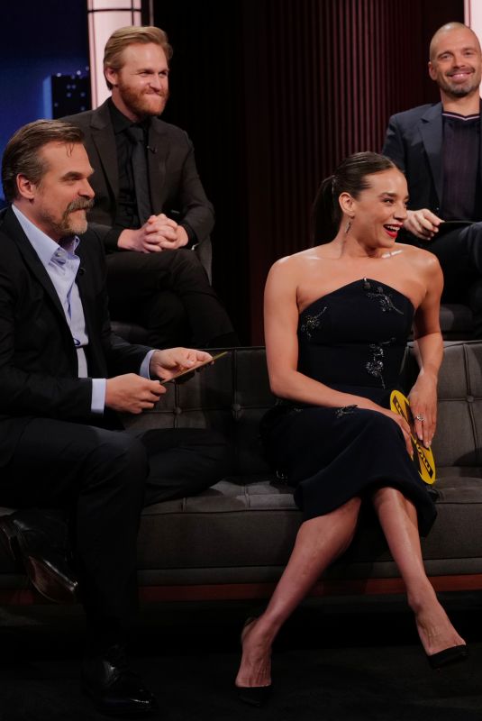 FLORENCE PUGH and HANNAH JOHN-KAMEN at Jimmy Kimmel Live! 04/28/2025