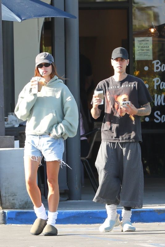 HAILEY and Justin BIEBER Leaves a Coffee Shop in Indio 04/10/2025