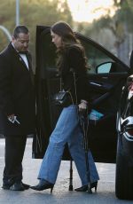 JESSICA ALBA Leaves on Crutches from The Bird Streets Club with a Friend in Los Angeles 04/15/2025