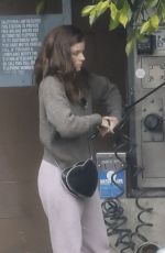 KATE MARA Checks Tire Pressure at a Gas Station in Los Angeles 04/28/2025
