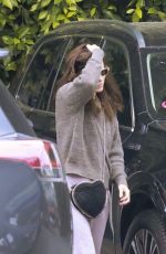 KATE MARA Checks Tire Pressure at a Gas Station in Los Angeles 04/28/2025