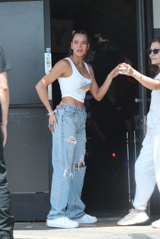 KHLOE KARDASHIAN Out in Crop Top at True