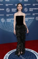 LILY COLLINS at 11th Breakthrough Prize Ceremony at Barker Hangar 04/05/2025