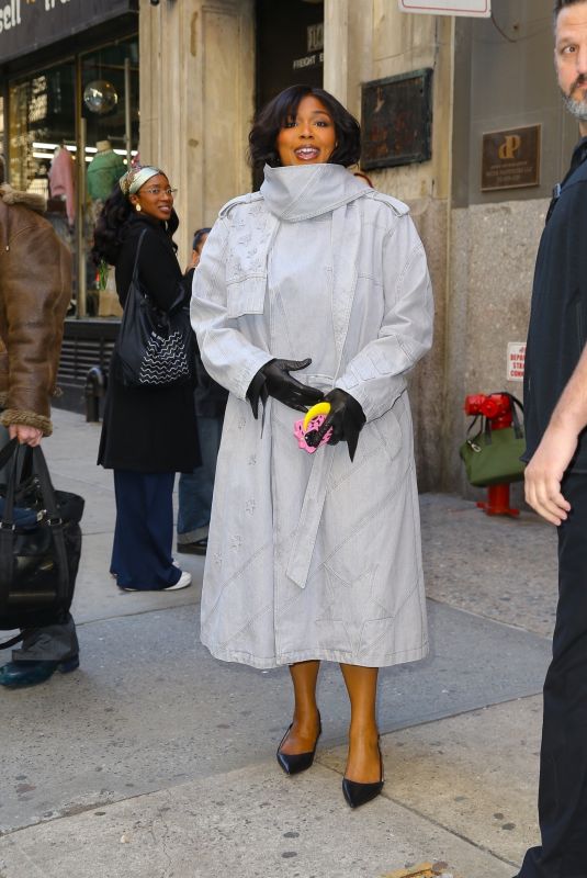 LIZZO Out in a Chic Grey LV Denim Coat and Black Heels 09/07/2025