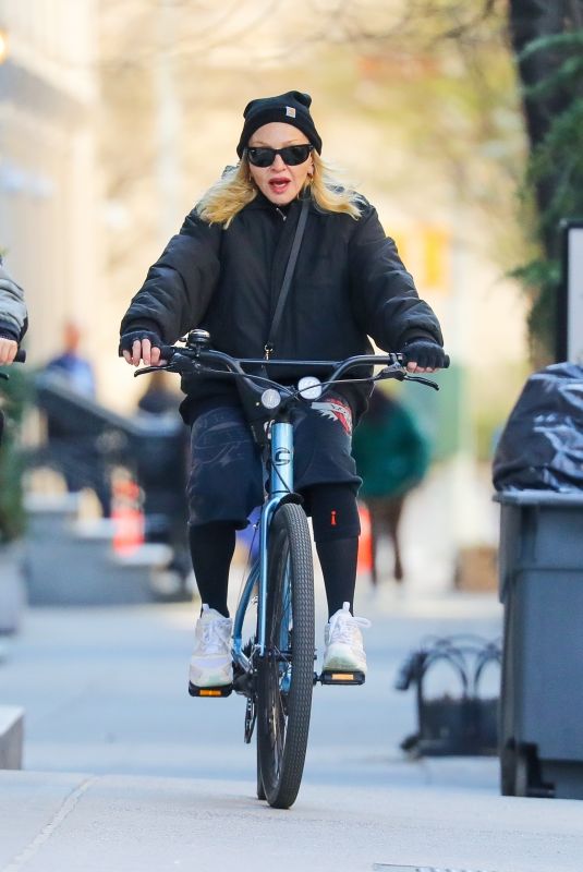 MADONNA Out Riding a Biking Around Central Park in New York City 04/10/2025