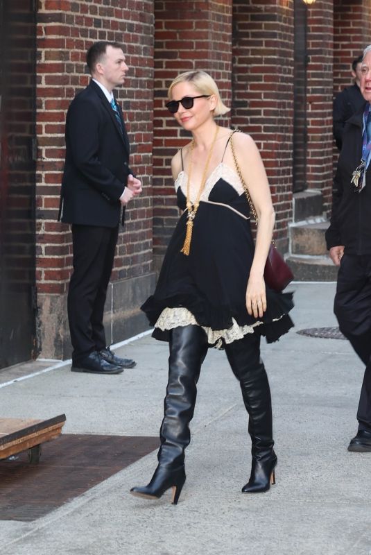 MICHELLE WILLIAMS Arrives at The Late Show with Stephen Colbert in New York City 04/01/2025