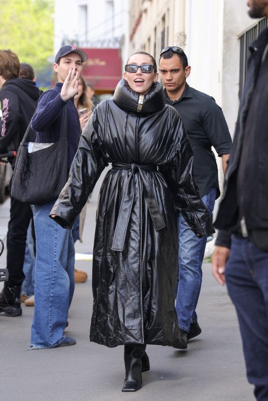 MILEY CYRUS Stuns in Alaia After a Visit to Saint Germain des Pres in Paris 04/26/2025
